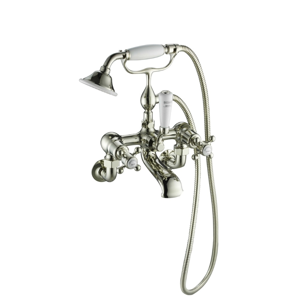JTP Grosvenor Cross Nickel Wall Mounted Bath Shower Mixer Kit Cut Out